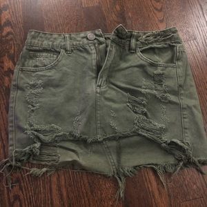 Army green mini skirt